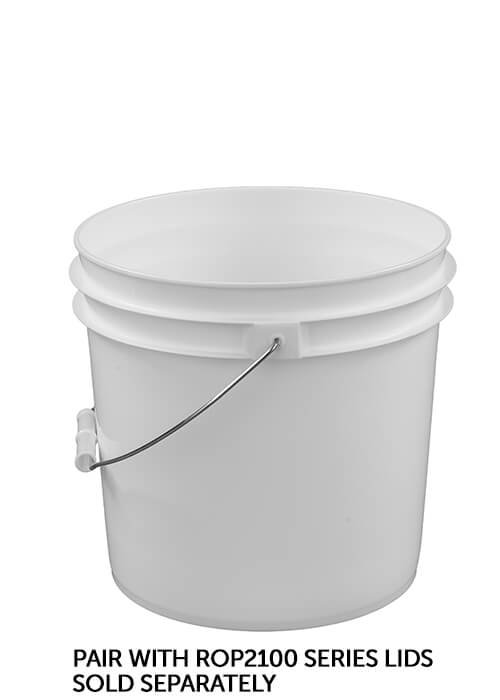 RightPail™ 2 Gallon Open Head Plastic Bucket – White – 70 mil